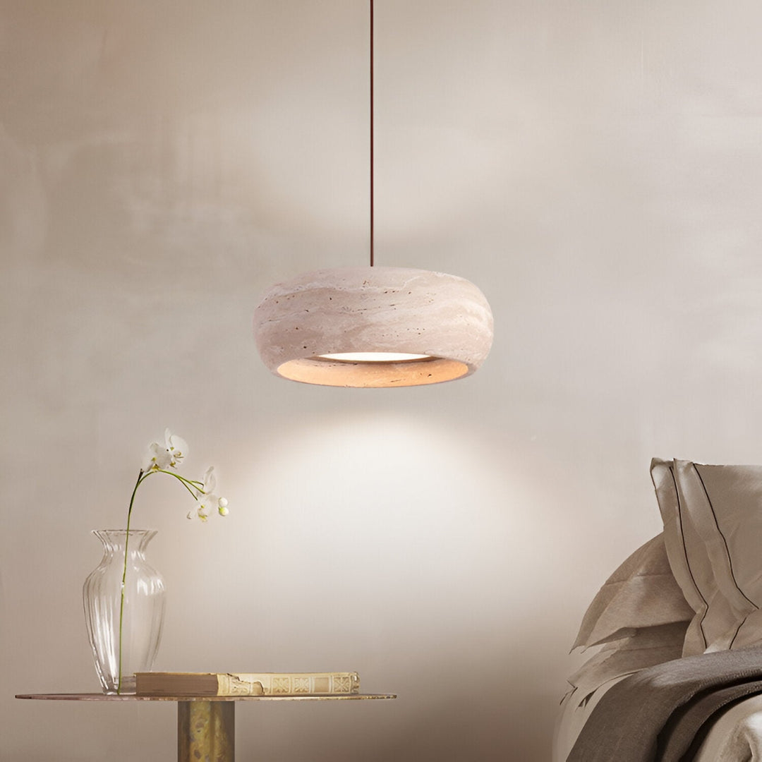 Suspension en pierre travertin style Wabi Sabi