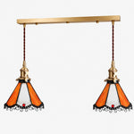 Bild in Gallery-Viewer laden, Orange two-light stained glass linear pendant