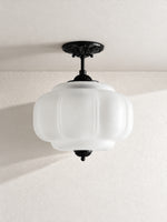 Load image into Gallery viewer, Eloise Scallop Vintage Milk Glass Semi Flush Mount Pendant Light