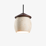 Bild in Gallery-Viewer laden, Single beige travertine pendant on white background