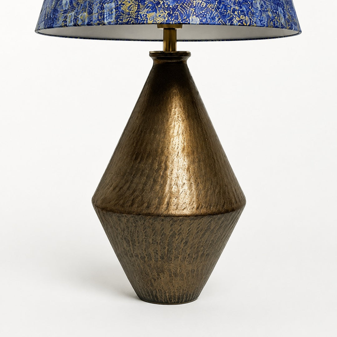 Gilt Blue Fabric Ceramic Table Lamp