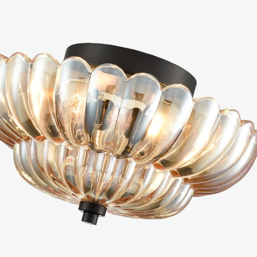 Lámpara de Techo Semiempotrada de Vidrio Orilanavo - Diseño Elegante de Paraguas para Dormitorio y Sala de Estar