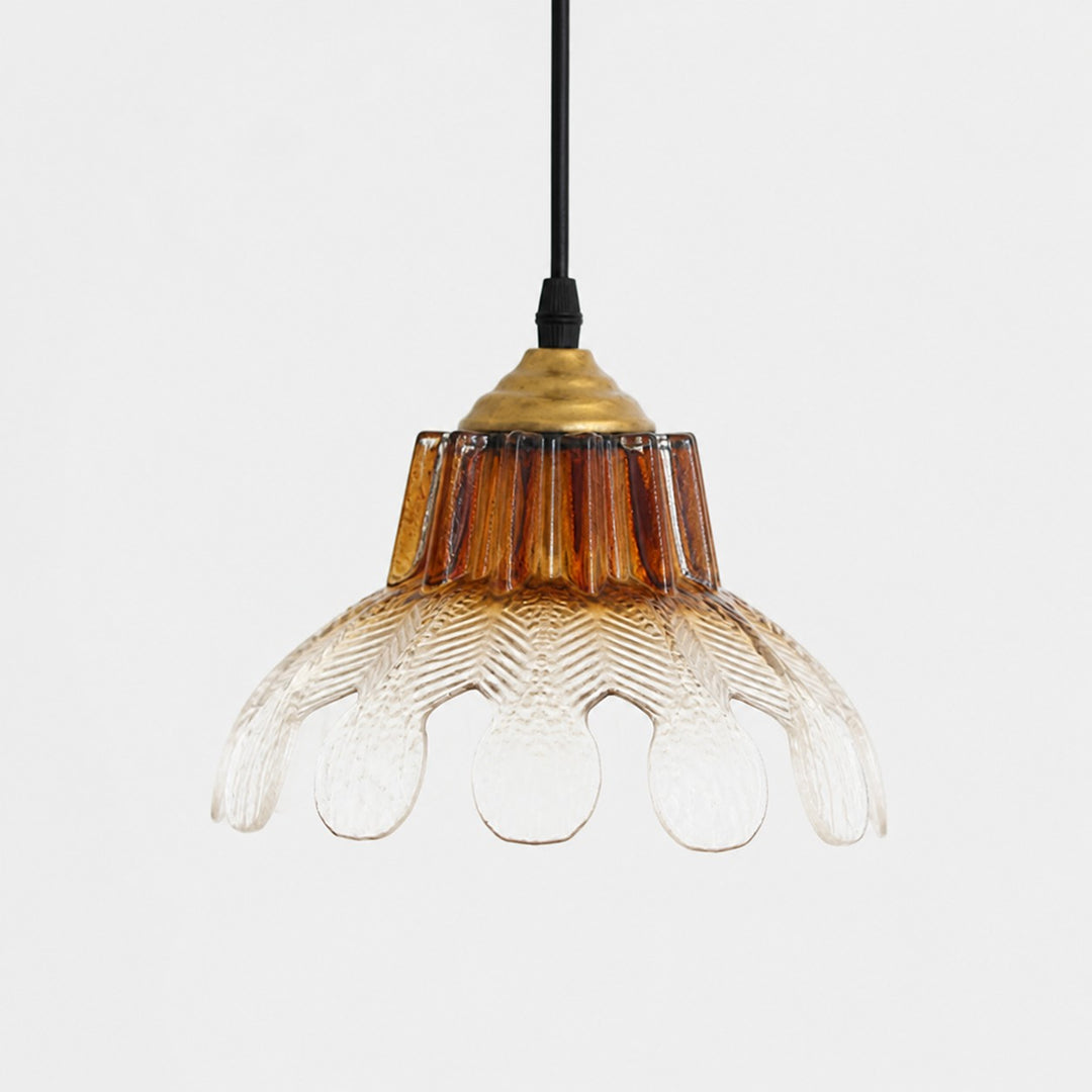 Gradient Fluted Glass Flower Pendant Light