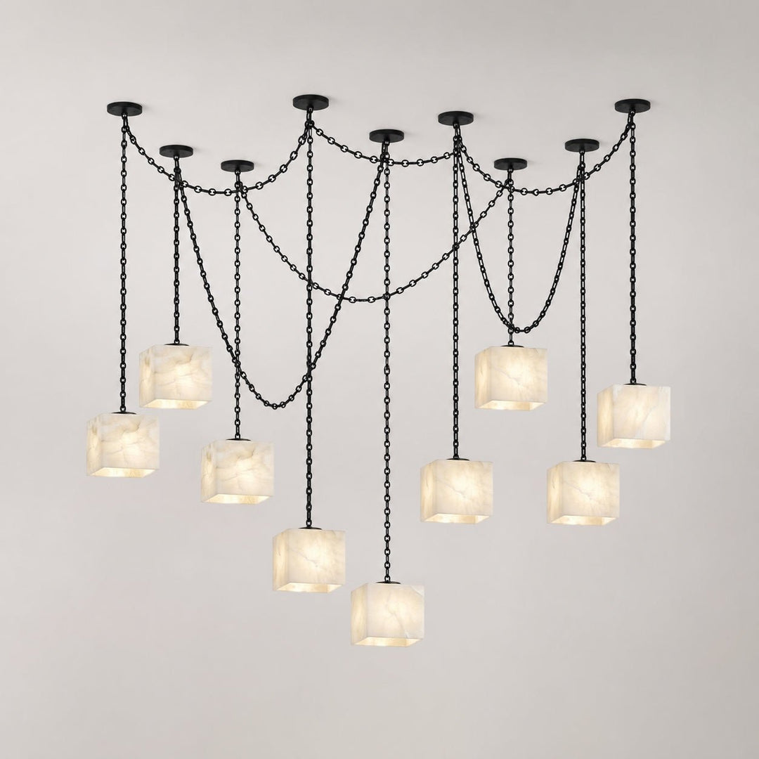 Frosted Alabaster Multi-Light Hardwired Chandelier