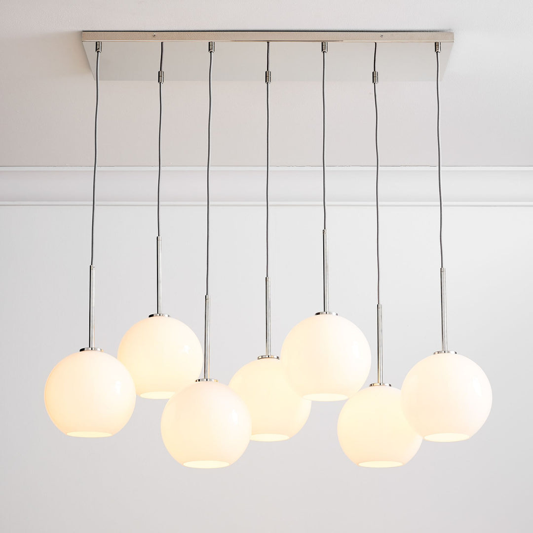 Selvion Eleganter 7-Licht Kugel Kronleuchter – Glas Pendelleuchte