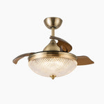 Cargar imagen en el visor de la Galería, Antique brass retractable ceiling fan light style D