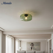 Verdoma Vintage Multi Color Rippling Glass Flush Mount Ceiling Light - Retro Decorative Ceiling Lamp for Kitchen or Hallway