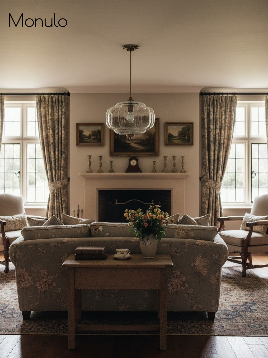 Vintage Milk Glass Semi Flush Mount Eloise Pendant Light