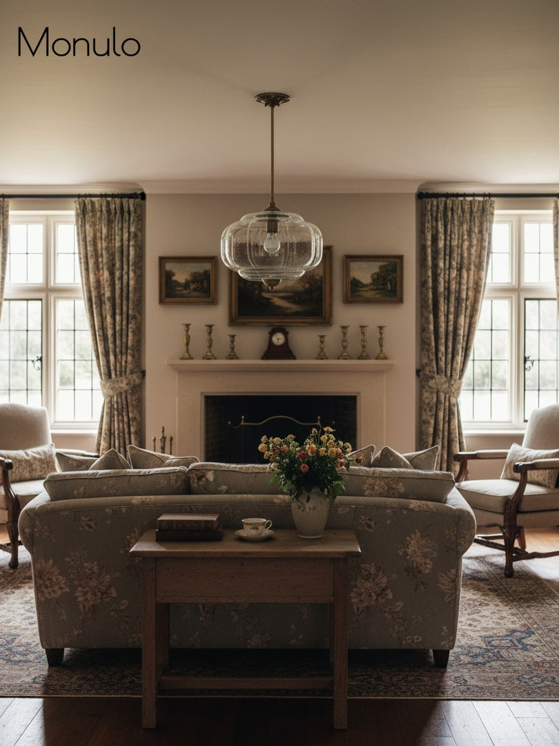 Vintage Milk Glass Semi Flush Mount Eloise Pendant Light