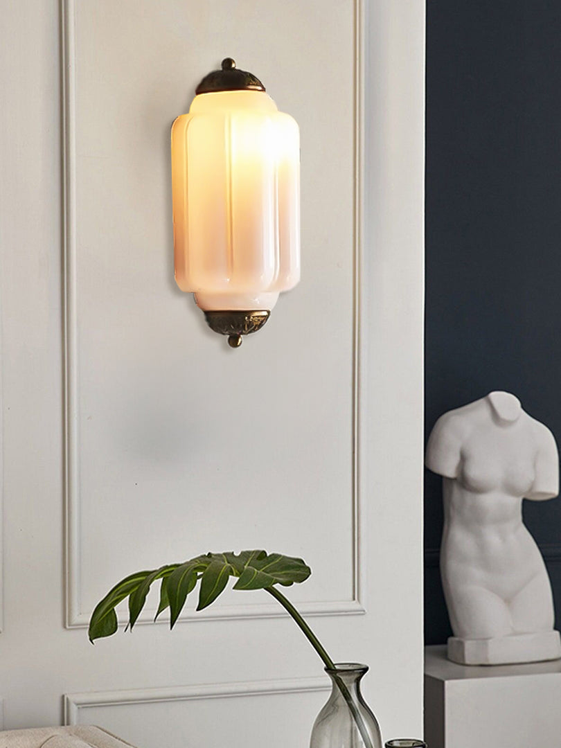 Vintage Milk Glass Flush Eloise Wall Sconce for Bedside Hallway