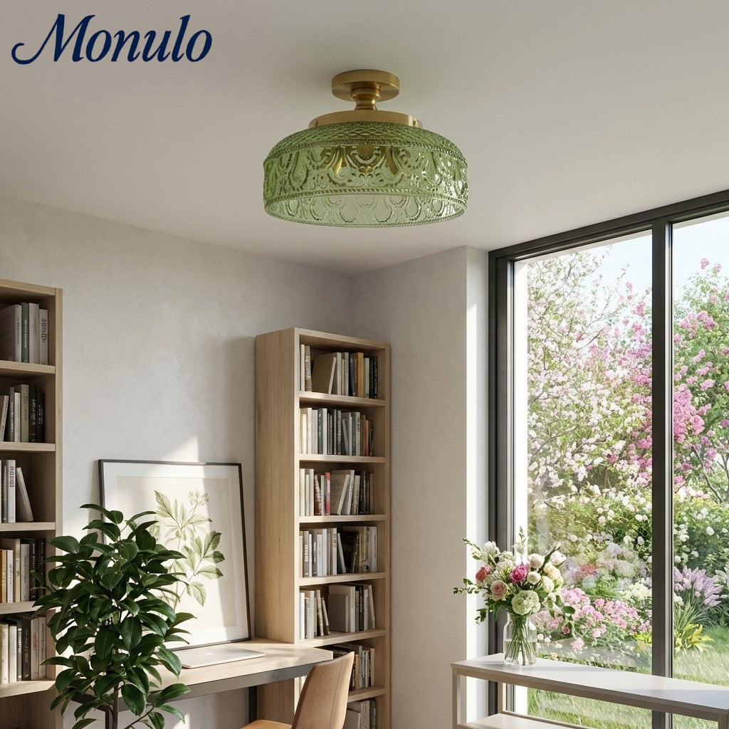 Lámpara de techo Verdoma de vidrio ondulado y metal – Diseño minimalista para dormitorio y pasillo