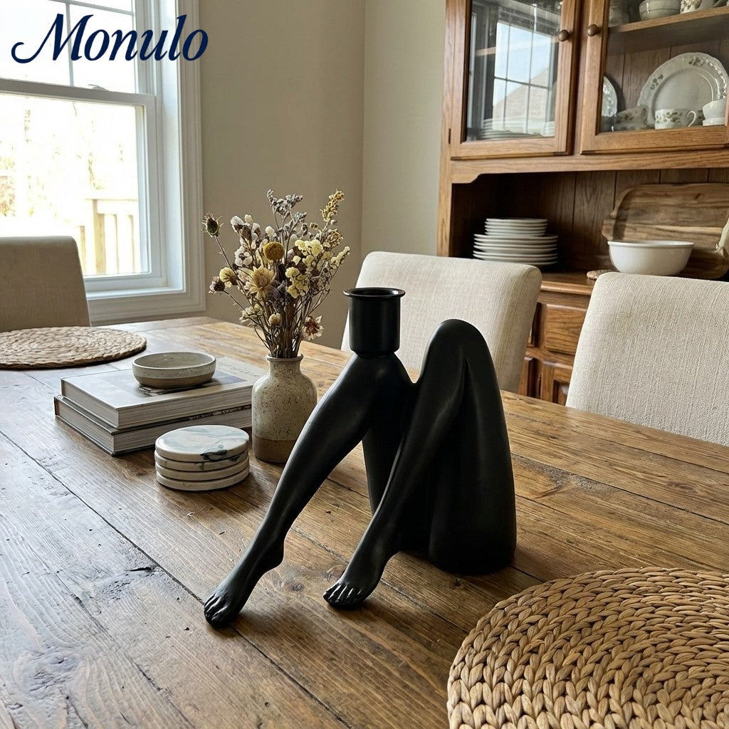 Base de vela dorada escultórica Kickra - Decoración para comedor y sala