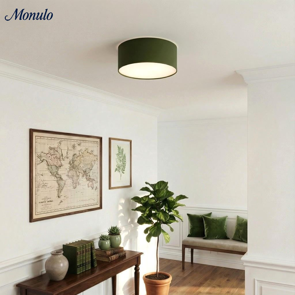 Dumora Drum Flush Mount Ceiling Light - Linen Shade Modern Elegance
