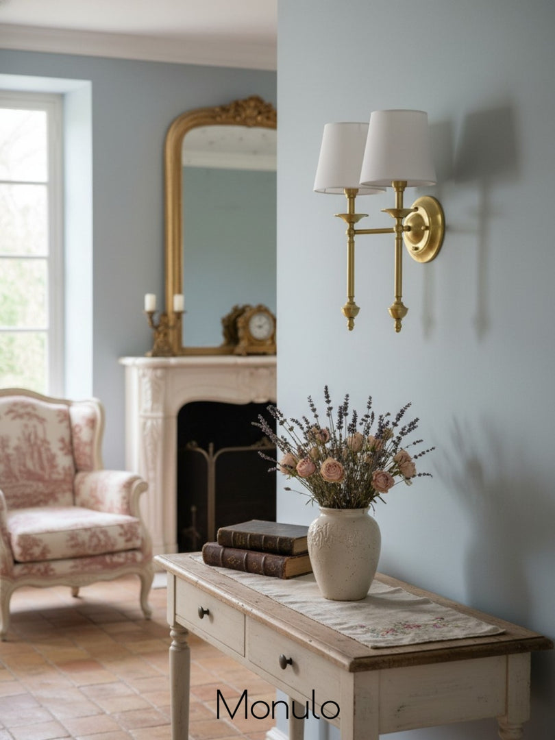 Rowan Fabric Shade Wall Sconce in Antique Copper - Vintage Luxury Light for Interiors