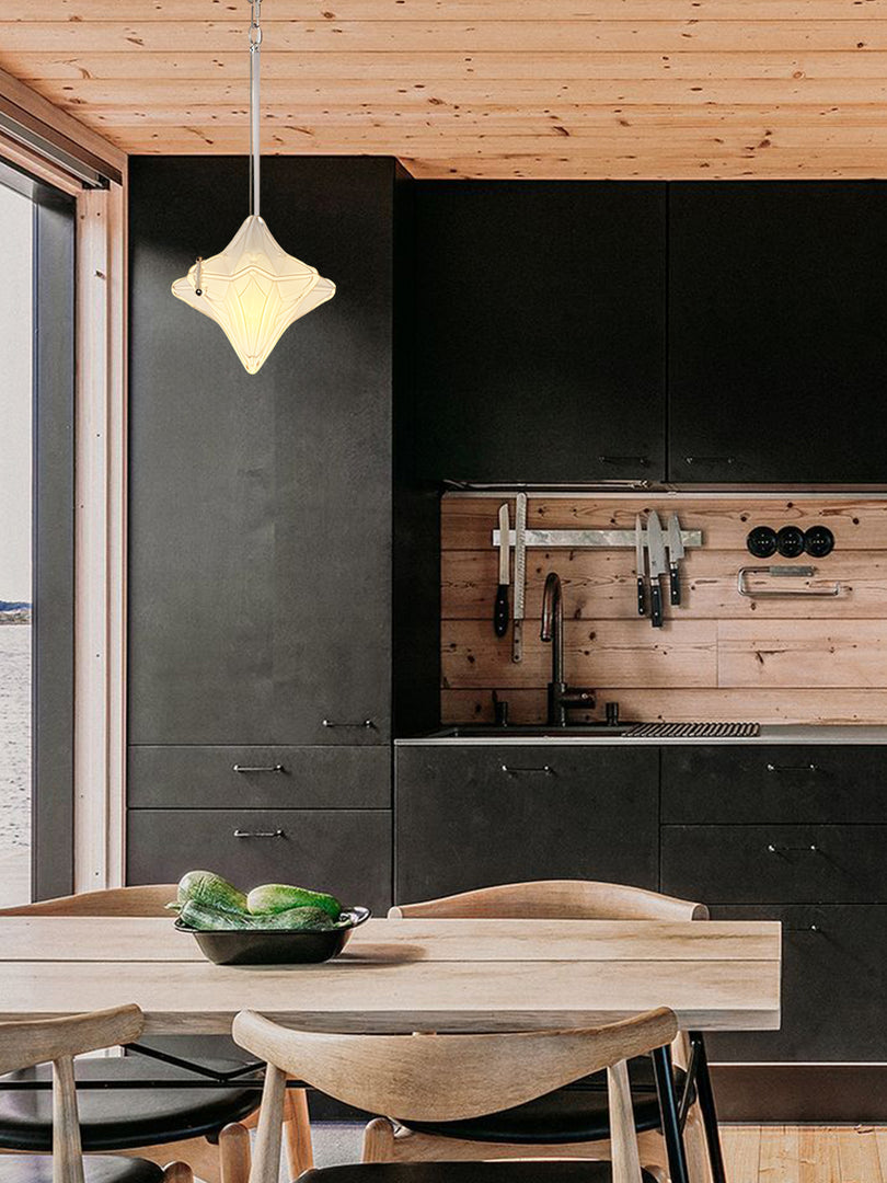 Lámpara colgante Art Déco Star de cristal esmerilado con estilo geométrico - Astris Elara 