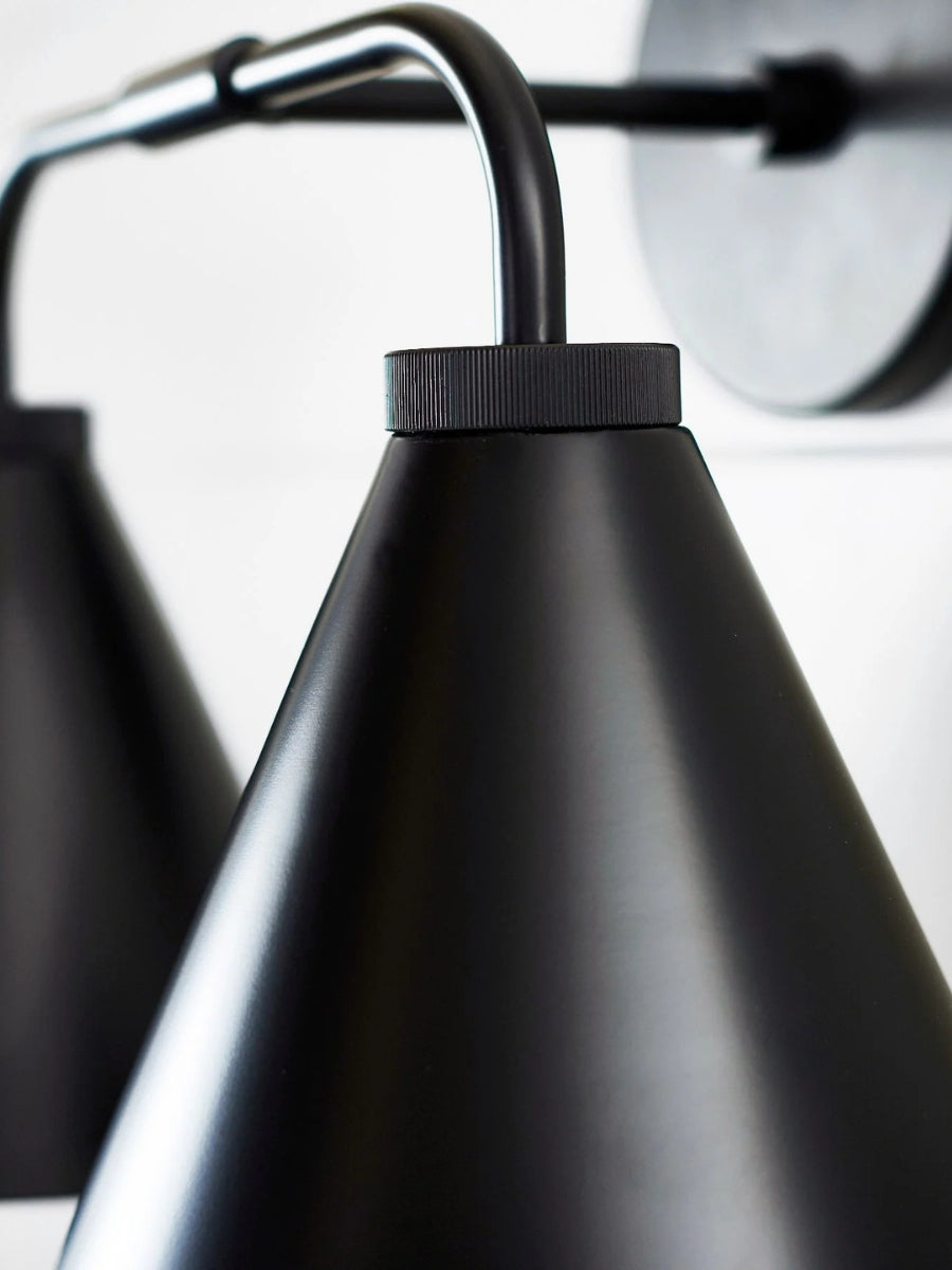 Korvi Tapered Sconce Cone Wall Light – Black or Brass Conical Retro Design
