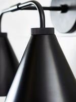 Load image into Gallery viewer, Korvi Tapered Sconce Cone Wall Light – Black or Brass Conical Retro Design
