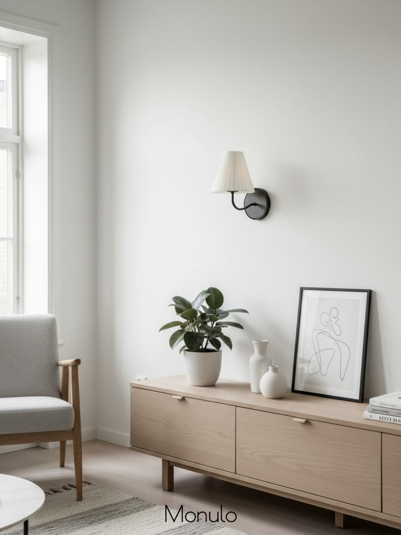 Fibura Fabric Wall Sconce – Elegant Wall Sconce for Bedroom and Hallaway Vintage Style