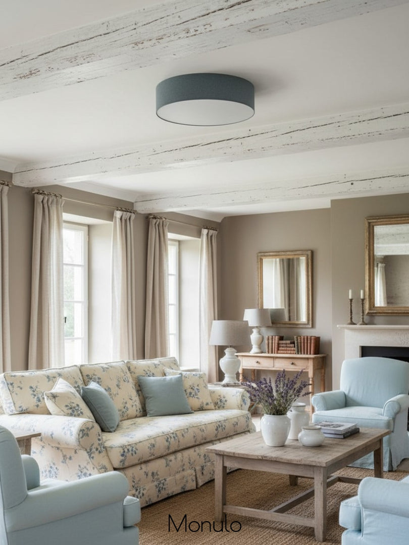 Soft Ceiling Lamp - Fabric & Acrylic Round Light for Ambient Glow