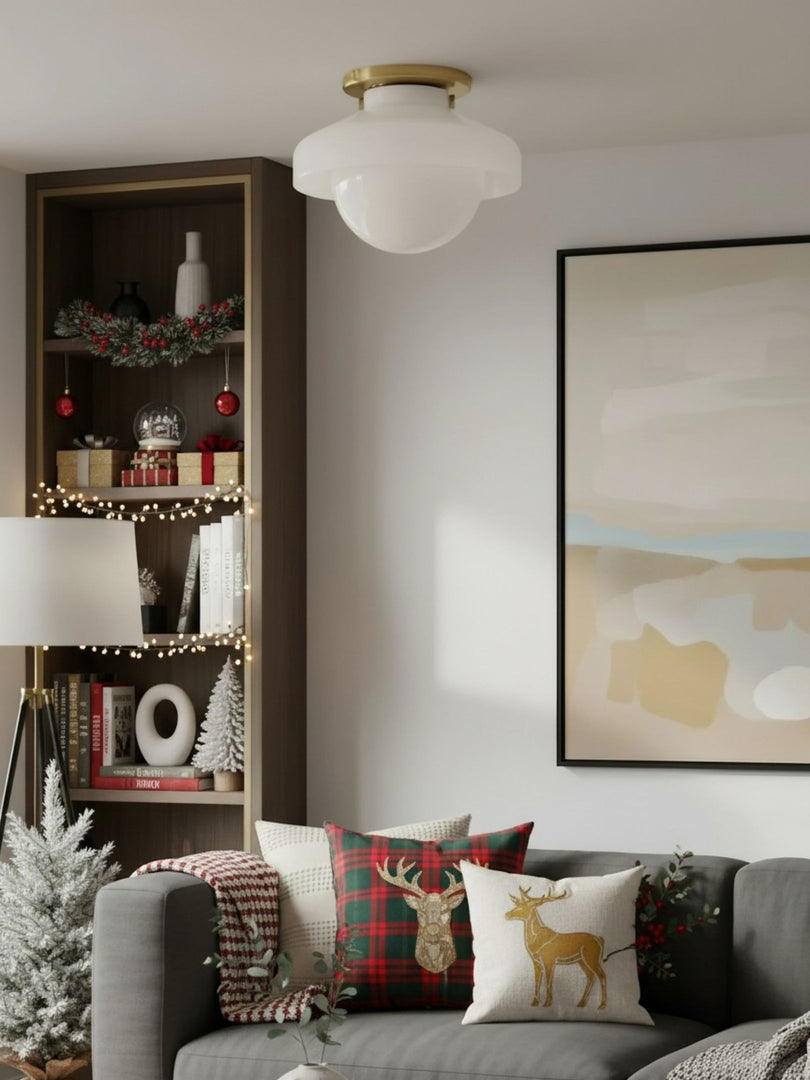 Plafonnier encastré Hanton – Luminaire minimaliste moderne avec abat-jour en verre laiteux et métal 