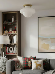 Lámpara de techo empotrada Hanton: luminaria minimalista moderna con cristal lechoso y pantalla metálica 