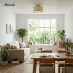 Cargar imagen en el visor de la Galería, Lámpara de techo empotrada Jelvane Linen Drum: moderna lámpara de techo de tela para dormitorio