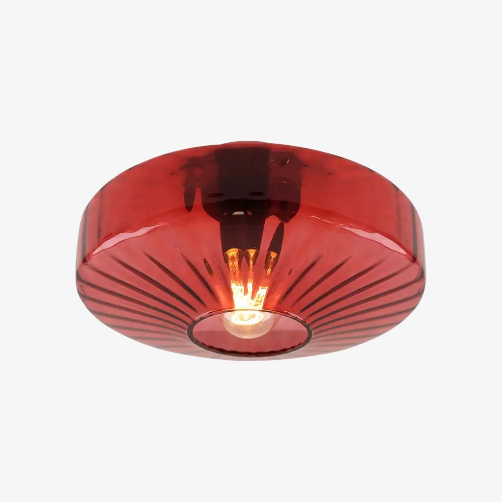 Lámpara de techo empotrada de vidrio ondulado multicolor vintage Verdoma - Lámpara de techo decorativa retro para cocina o pasillo