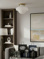 Charger l'image dans la visionneuse de galerie, Plafonnier encastré Hanton – Luminaire minimaliste moderne avec abat-jour en verre laiteux et métal 