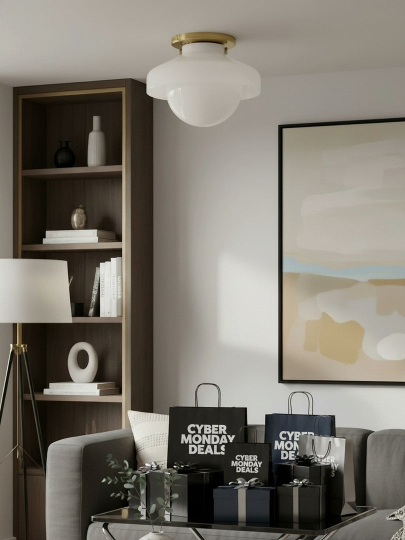 Plafonnier encastré Hanton – Luminaire minimaliste moderne avec abat-jour en verre laiteux et métal 