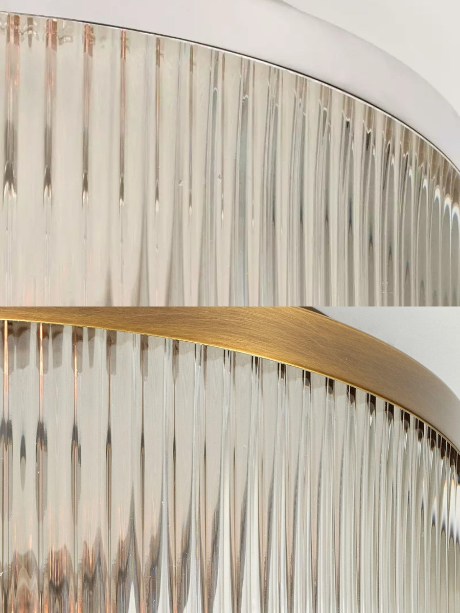 Bravira Elegant Ribbed Glass Flush-Mount Ceiling Light – Modern Low-Profile Fixture for Bedroom