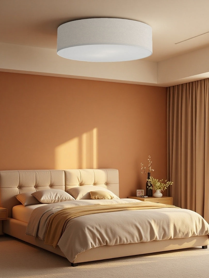 Soft Ceiling Lamp - Fabric & Acrylic Round Light for Ambient Glow