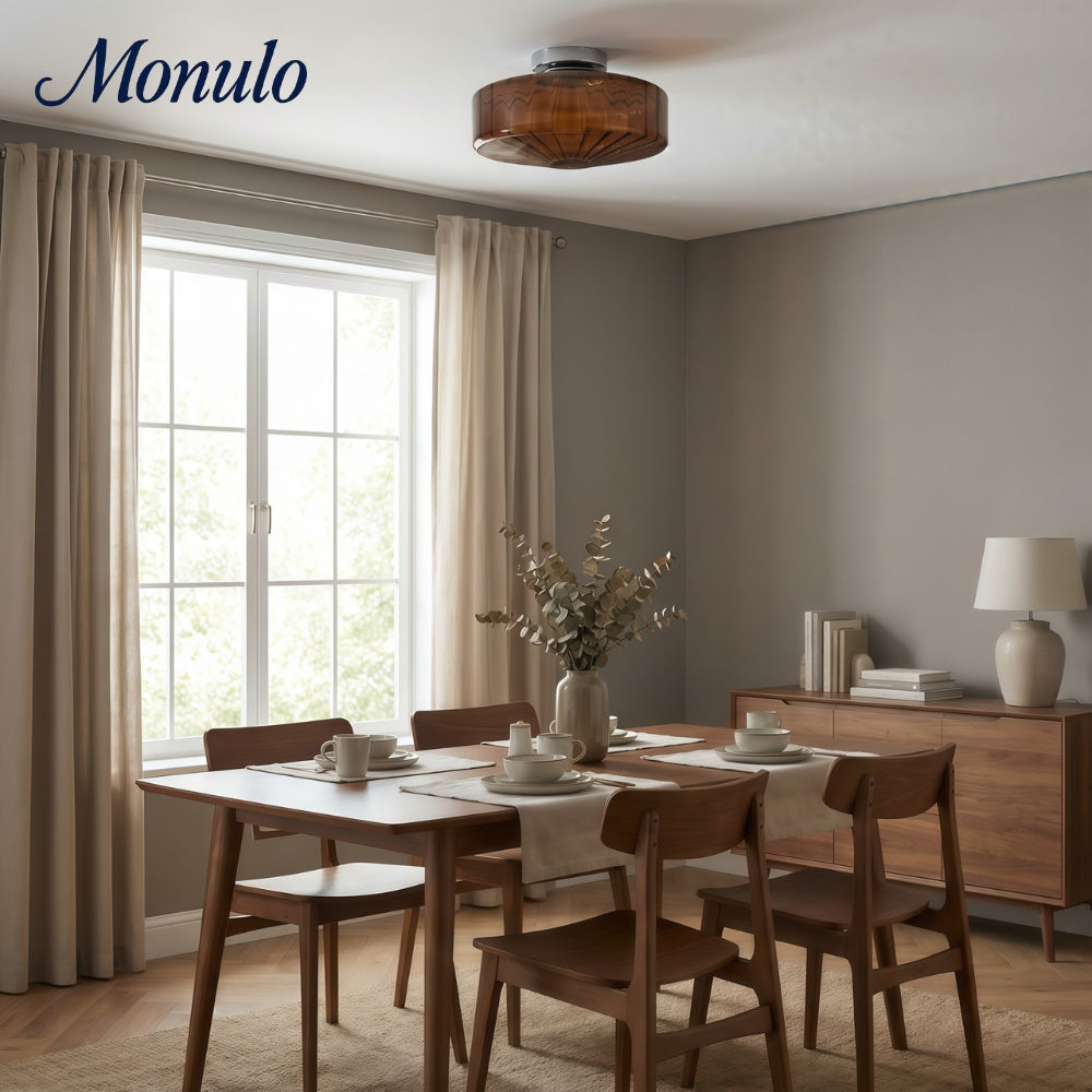 Coloria Vintage Green Glass Ripple Ceiling Light - Classic Ceiling Lamp for Dining Room Entryway and Hallway