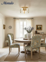 Load image into Gallery viewer, Vintage Semi Flush Mount Ceiling Light - Black and Glass Ceiling Fixture
