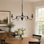 Charger l'image dans la visionneuse de galerie, Lustre vintage en fer noir de style bougeoir