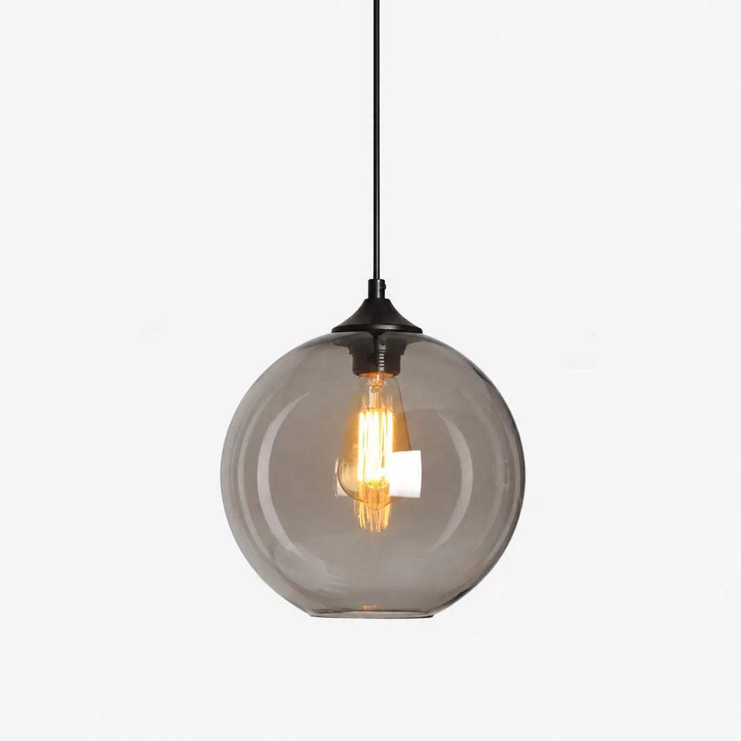 Smoky Gray Glass Globe Pendant Light