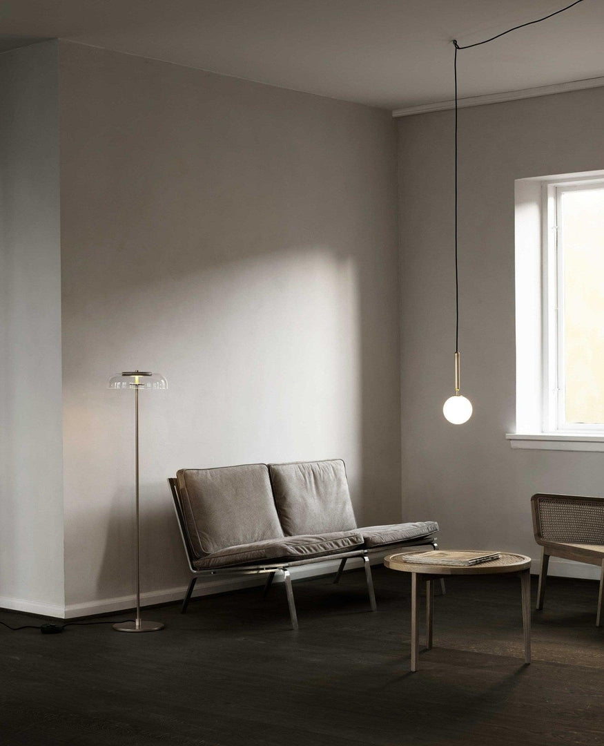 Rounded Brass Glass Plug-In Pendant Light