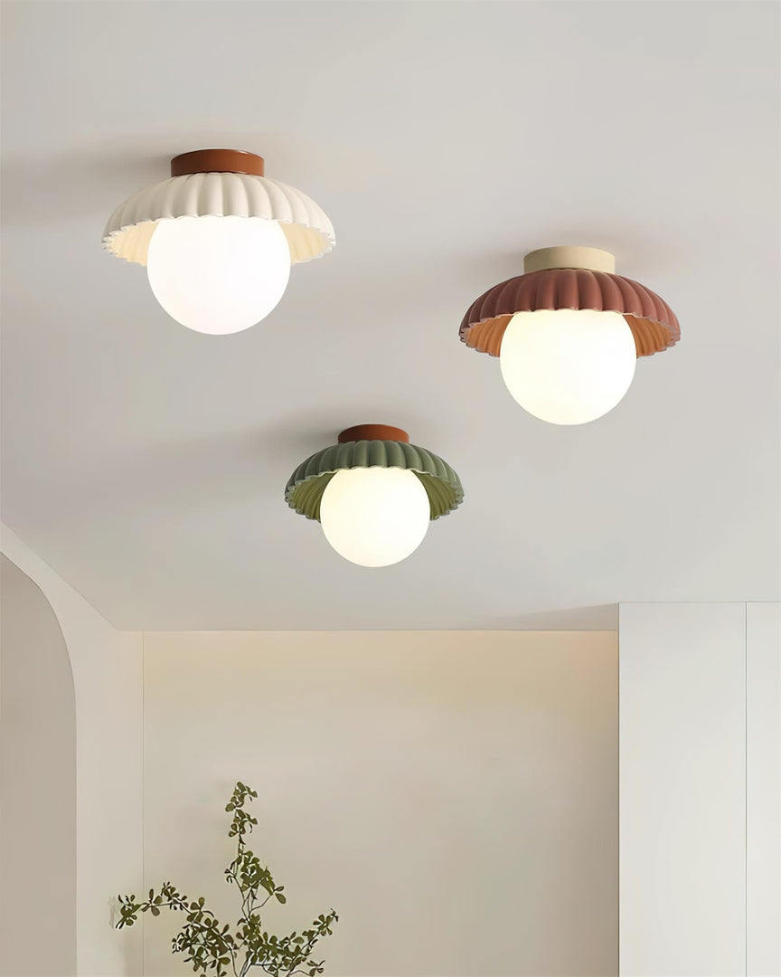Plafonnier élégant de style Alien Cream en métal beige et verre