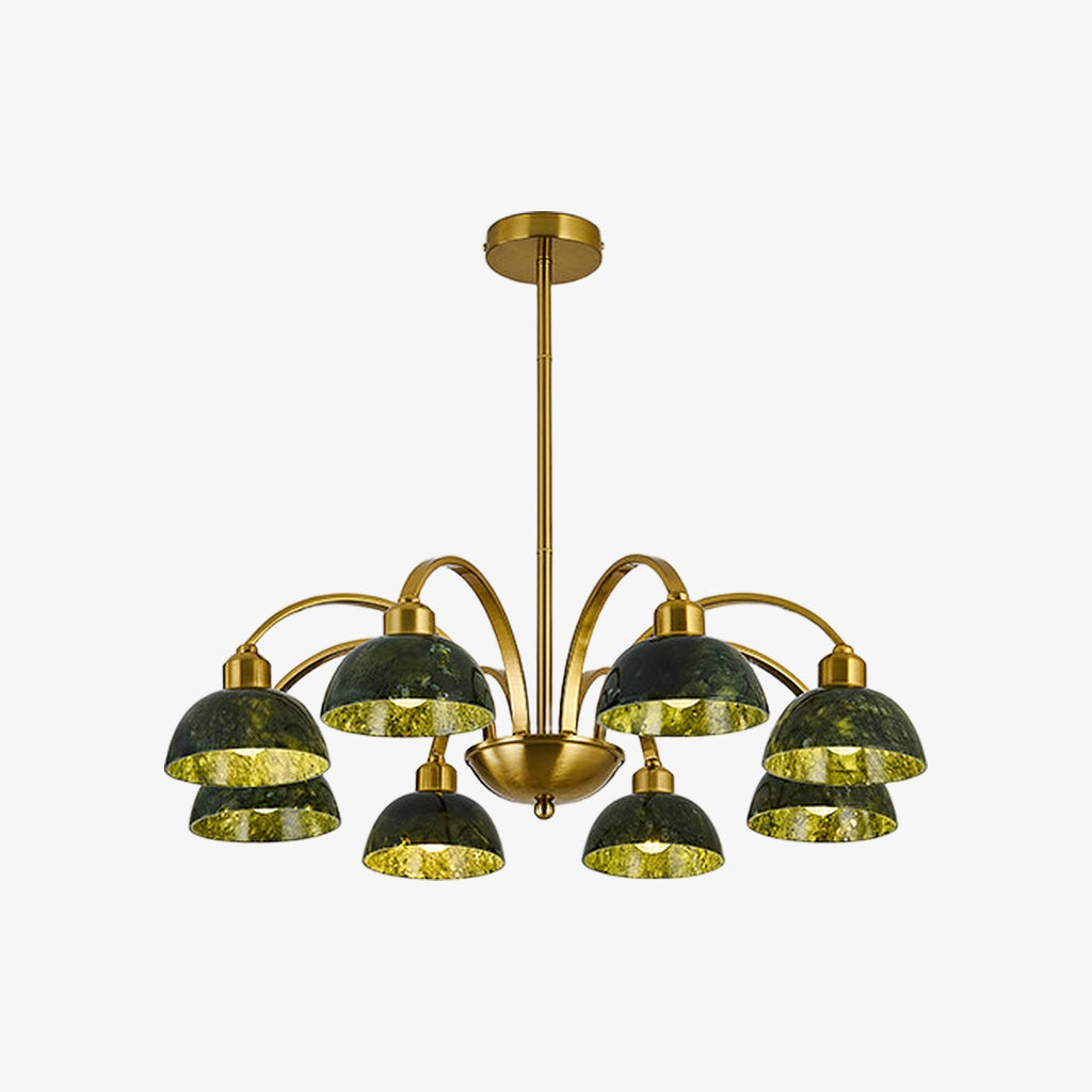 Green Jade Scalloped Dome Chandelier