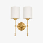 Cargar imagen en el visor de la Galería, Two-head vintage brass wall light, Style D with opal glass shades