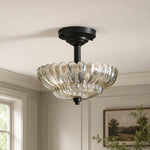 Bild in Gallery-Viewer laden, Fluted glass semi-flush ceiling light installed in a bright room