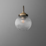 Load image into Gallery viewer, Glorica Glass Aged Brass Wall Sconce - Ribbed Glass Shade Industrial Style Lighting
