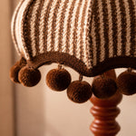 Load image into Gallery viewer, Scalloped striped fabric shade and pom-pom trim detail