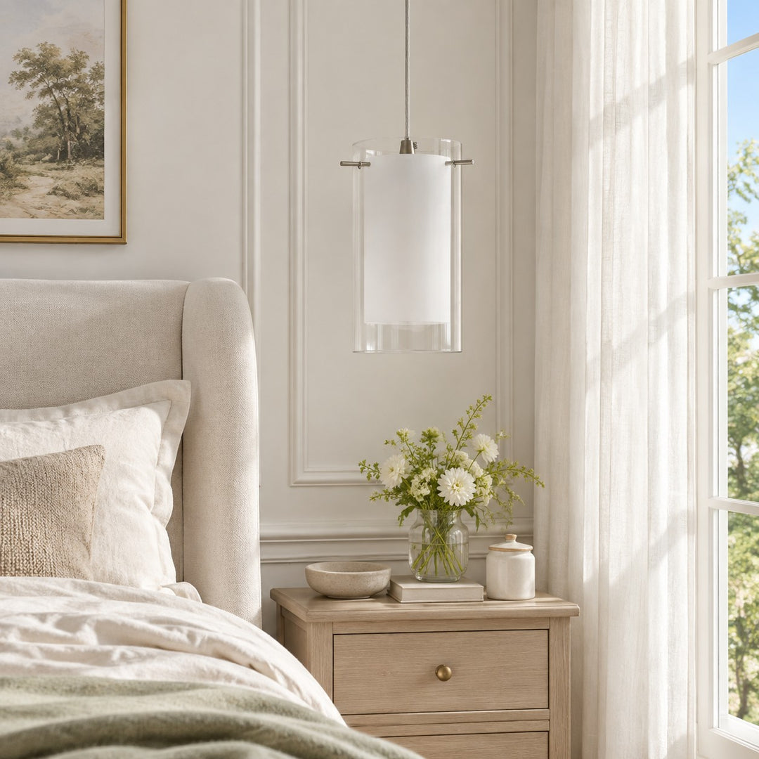 Modern Double Glass Pendant Light With Chrome Finish