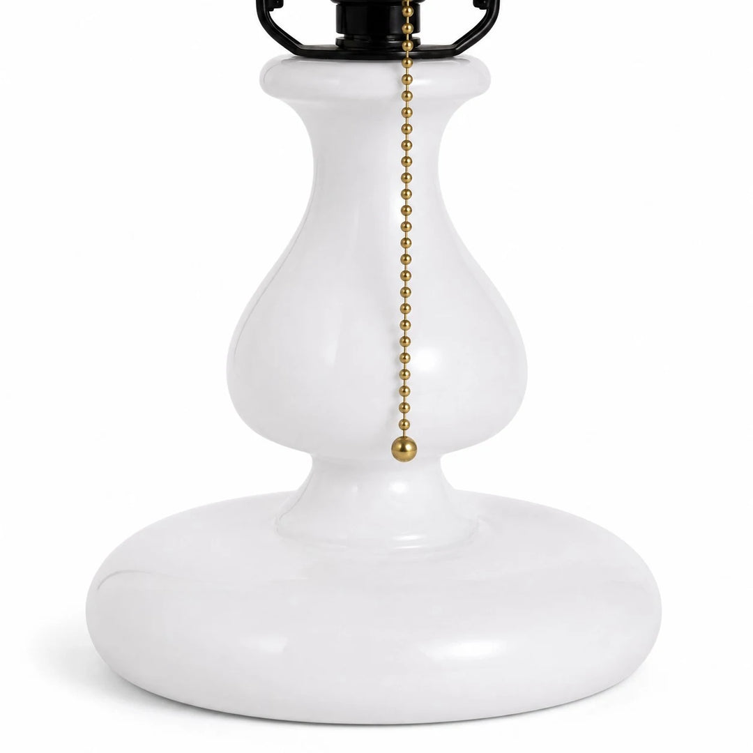 White pedestal lamp base with pull chain switch