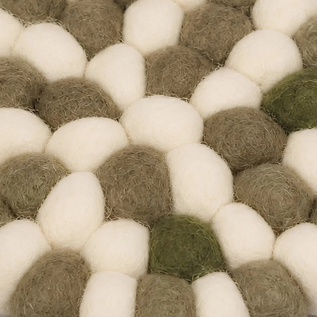 Close view of soft felt ball texture