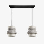 Bild in Gallery-Viewer laden, Style A gray travertine stone pendant light with two heads