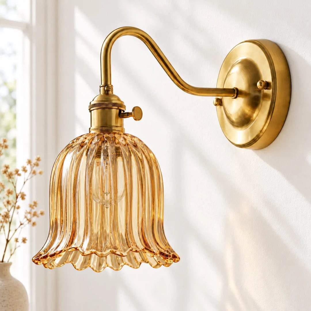 Japanese Ruffle Glass Wall Lamp