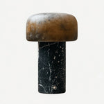 Bild in Gallery-Viewer laden, table lamp with Brown Dolomite shade and Bulgari Black Marble base
