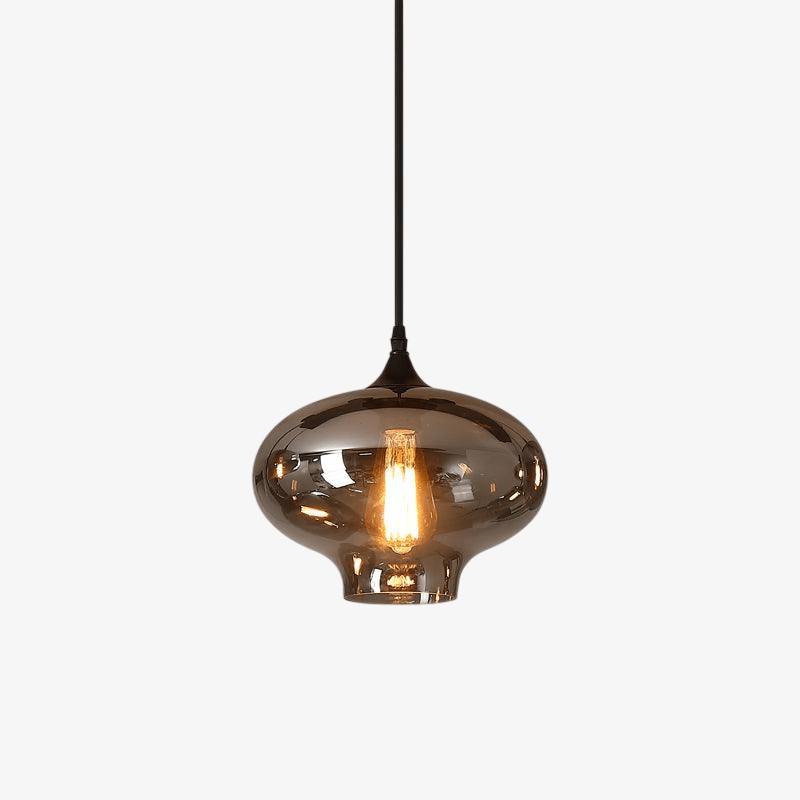Smoky Gray Hand-Blown Glass Plug-In Pendant