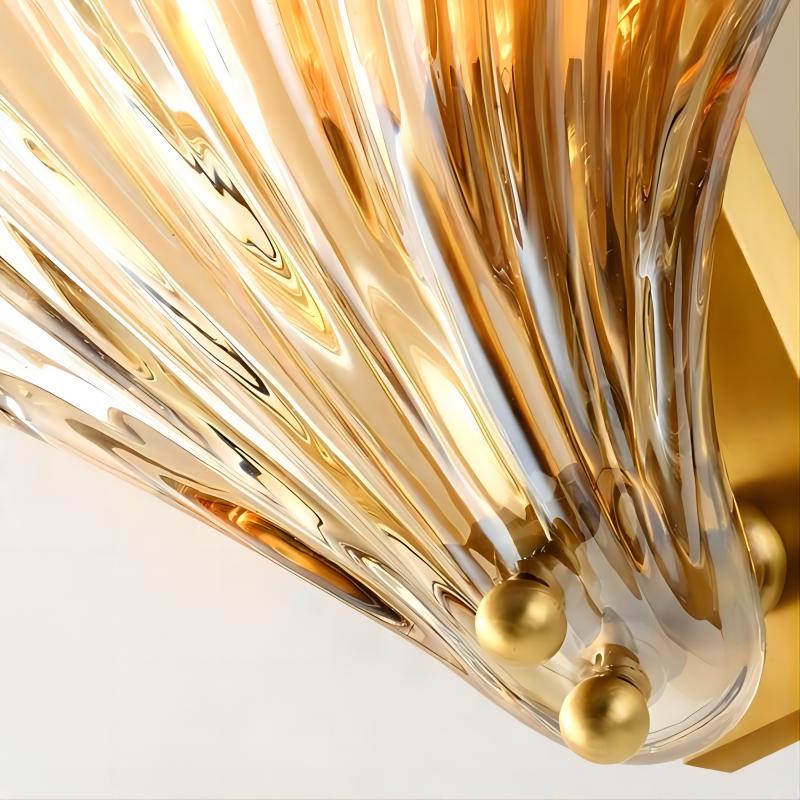 Applique murale Shellora élégante en coquillage – Lampe murale sculpturale en verre et métal pour la maison N44